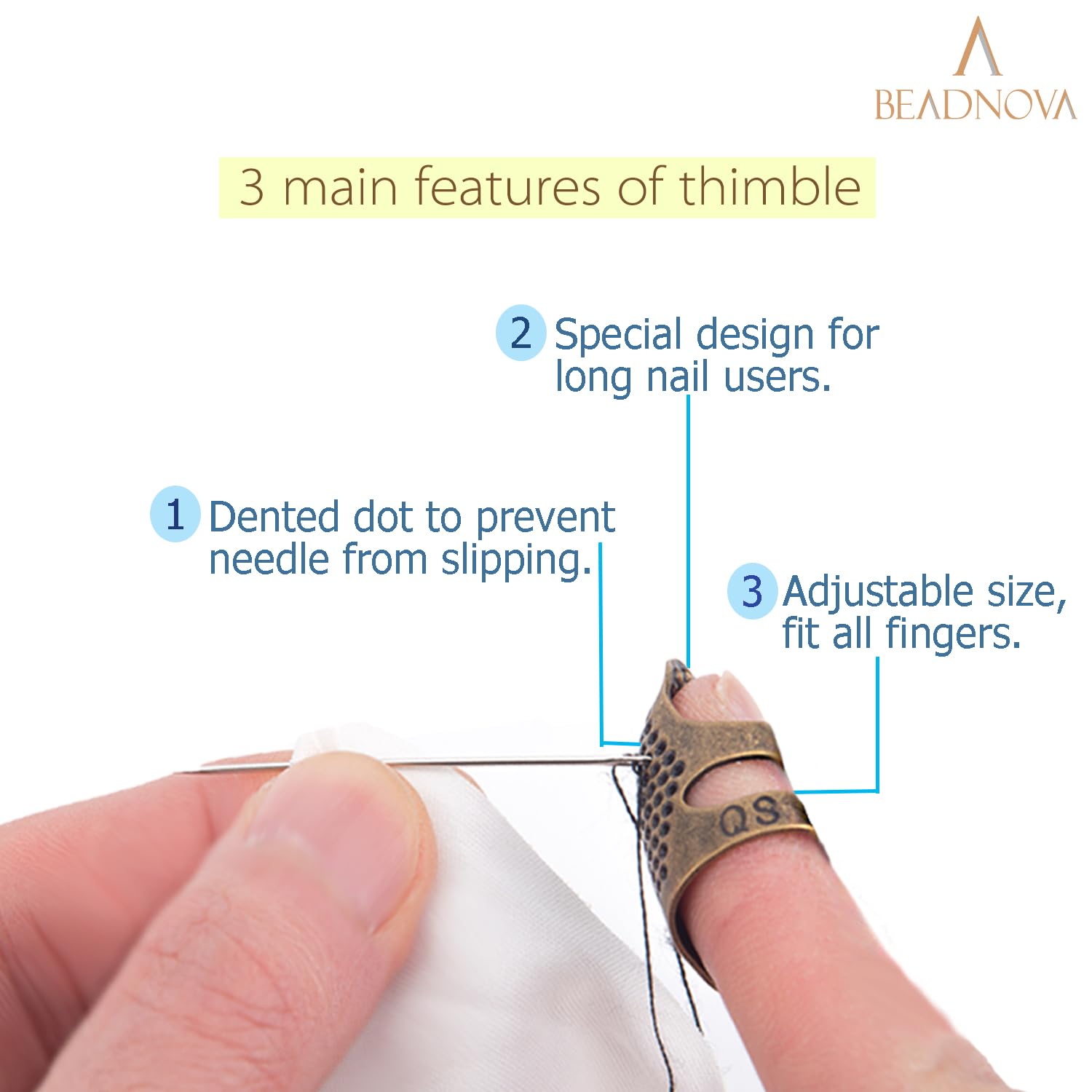 Thimbles for Hand Sewing Thimble Finger Protectors for Sewing Accessories and Tools Thimbles for Hand Quilting Knitting Hand Embroidery Sewing Finger Protector — image 4