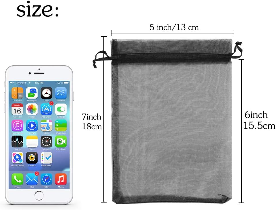 YQL Black Organza Bags,100PCS 5x7 Inch Gift Favor Bags Mesh Fruit Protection Bags Jewelry Pouches Sachet Bags Wedding Party โ image 2