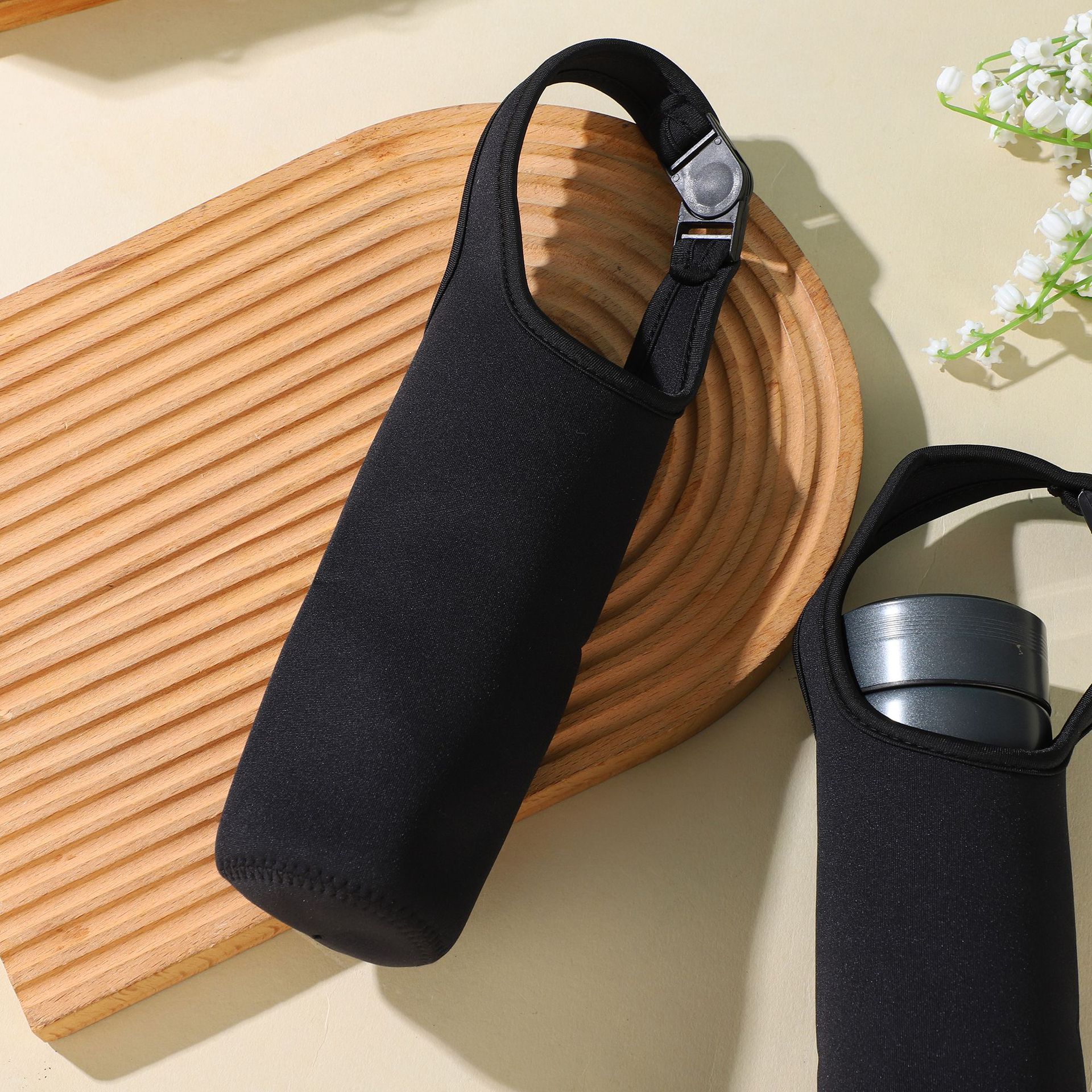 2pcs Tumbler Carrier Holder Water Bottle Handle Bag More Travel To-Go Cups Bottles (Black）Water Bottle Carrier Neoprene Sleeve Cup — image 3