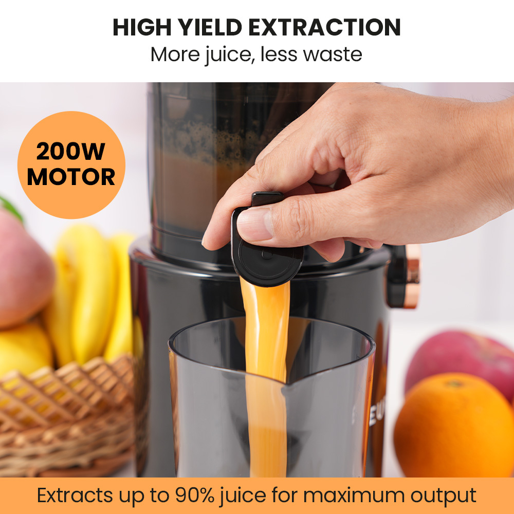 EUROCHEF Cold Press Slow Juicer Machine, Large Chute, 200W, Charcoal Grey โ image 4