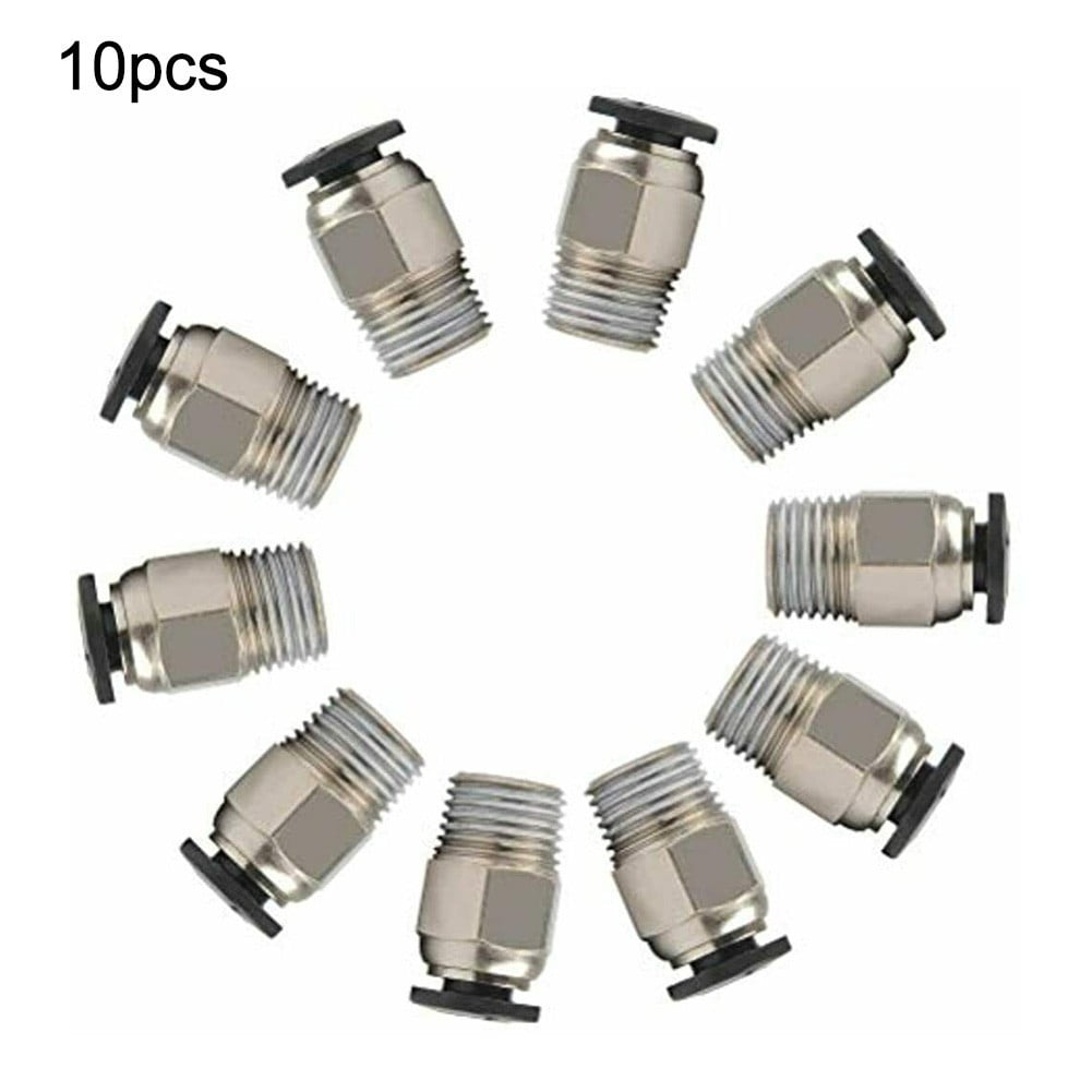 10Pcs Pc4-M10 External Thread Straight Pneumatic Connector Stainless Steel Ptfe Tube Push In Quick Fitting Connectors Extruders Smile Home — image 4