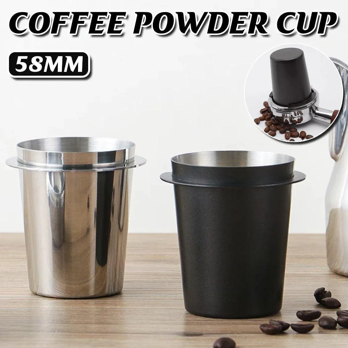 58mm Stainless Steel Coffee Catchers Coffee Maker Handle Accessories Durable Use - Black โ image 2