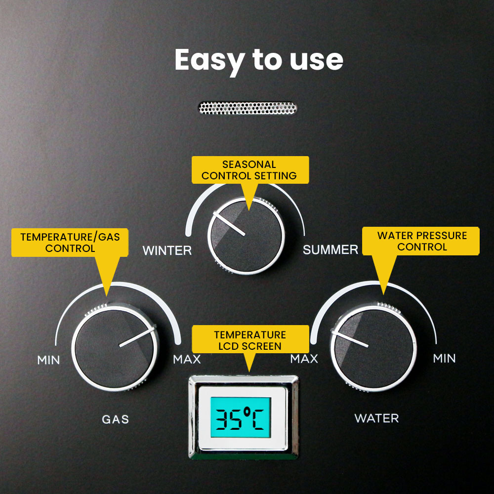 Thermomate Portable Gas Outdoor Camping Hot Water Heater System, with 12V Pump, Shower Head, Black — image 4
