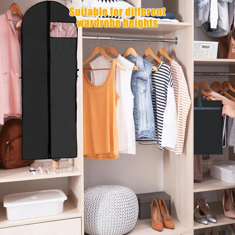 2 pcs Foldable Garment Covers 180 × 60Cm, Breathable Dustproof Protective Cover For Long Wedding Evening Dress Suits — image 4