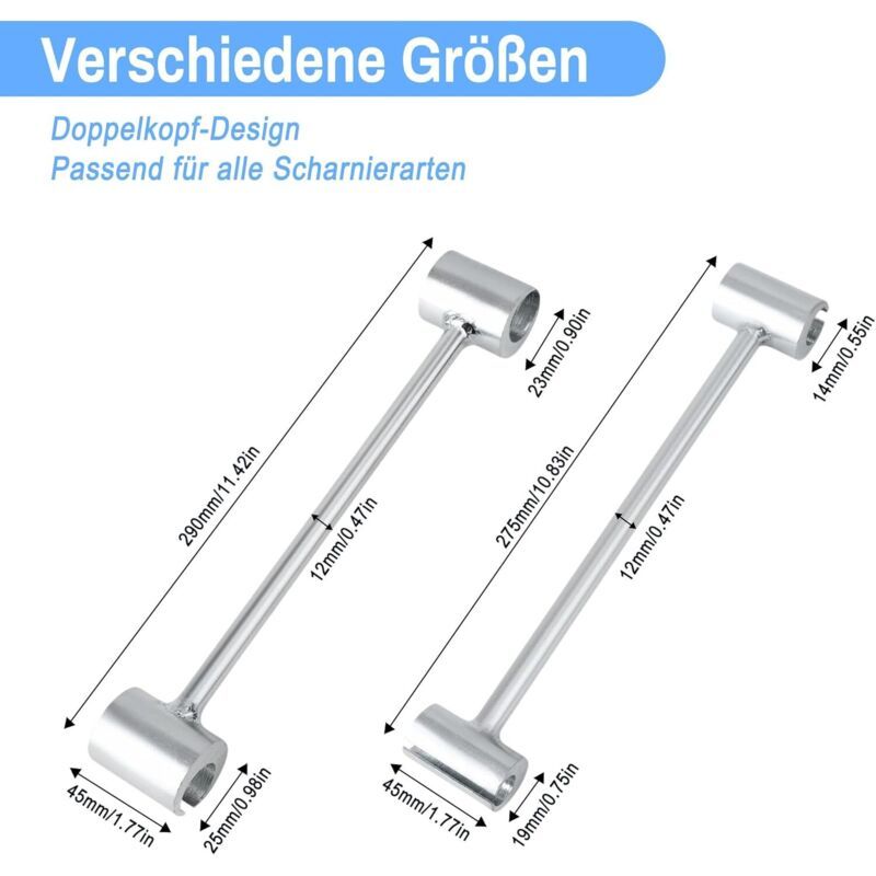 Hinge Gap Adjustment Wrench Adjusting Tools for Door Hinges for Flags Type Hinged Doors Such as Fire Doors Safety Doors, 14 and 19 and 23 and, 25 mm โ image 2