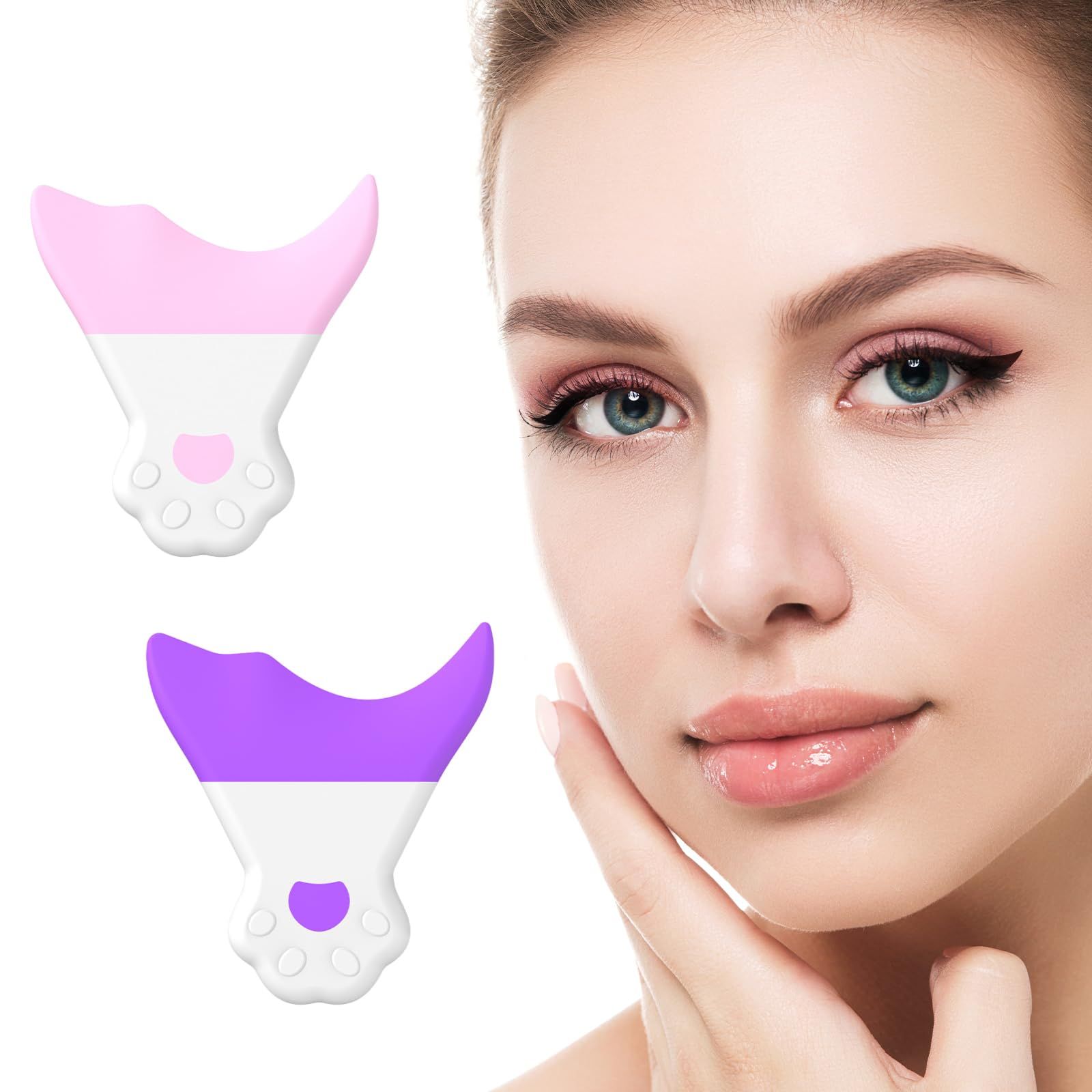 Eyeliner Stencils 2Pcs Reusable Multifunctional Stencil Kit for Eyeliner, Silicone Winged Tip Eyeliner Stencils Aid (Pink & Purple) — image 5