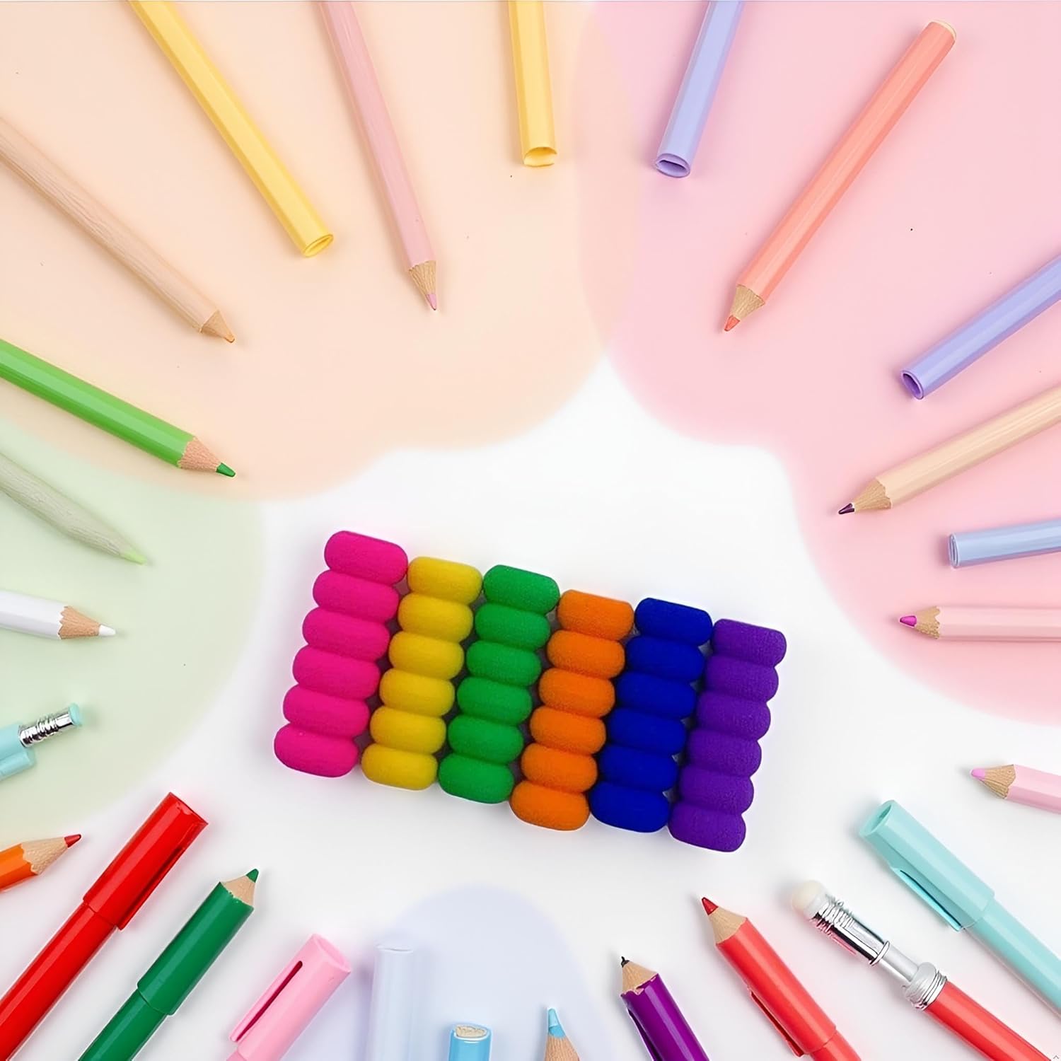 10Pcs Random Color Soft Foam Pencil Grips, Pen Grippers for Diamond Painting Pens Drill Pen, Pencil Cushion Drawing Pens for Drawing Writing Kids Toddlers โ image 5