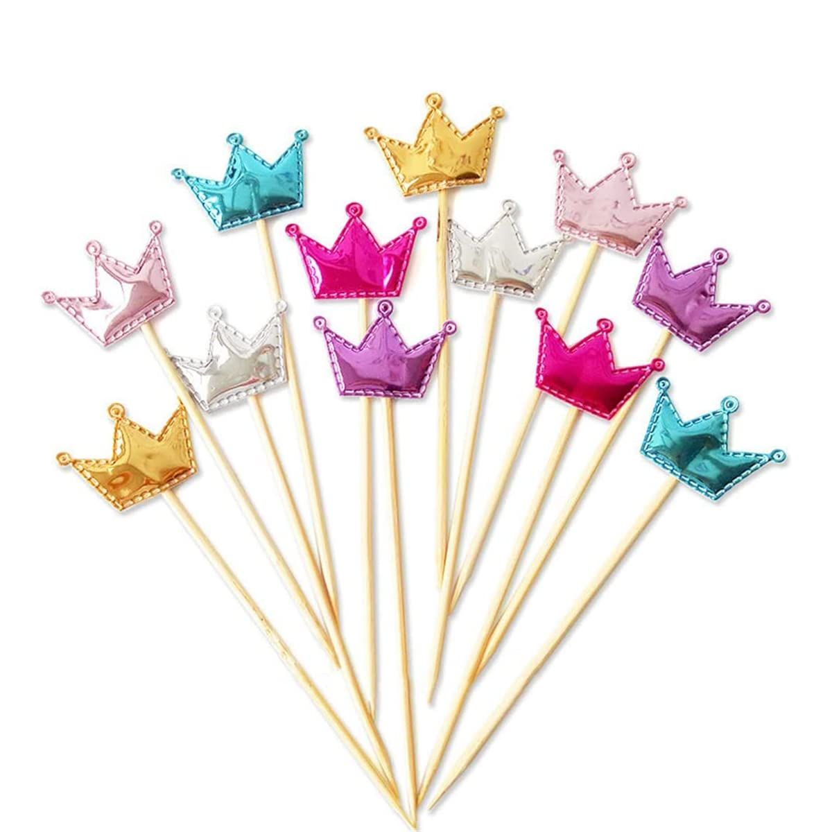 50pcs Cupcake Decoration Heart shaped Stars and Crown Cupcake Picks Mini Cake Decoration Colorful Cake Decoration DIY