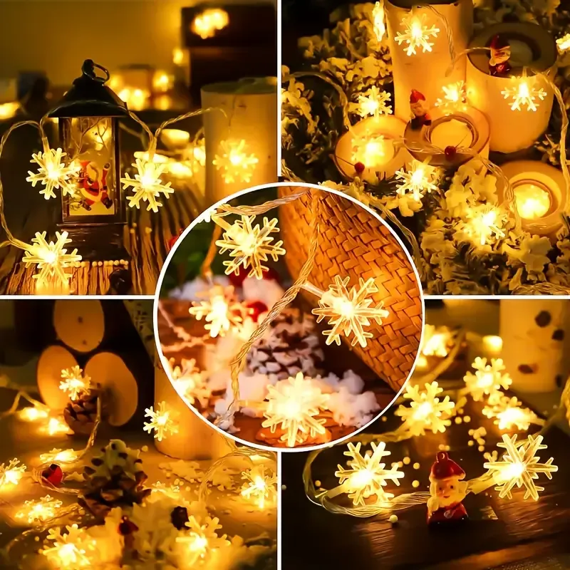 ❄️ Battery/USB Dual-Power Christmas Snowflake String Lights – Transparent 3D Design, Waterproof, Durable & Easy to Install, Brightens Up Parties and — image 6