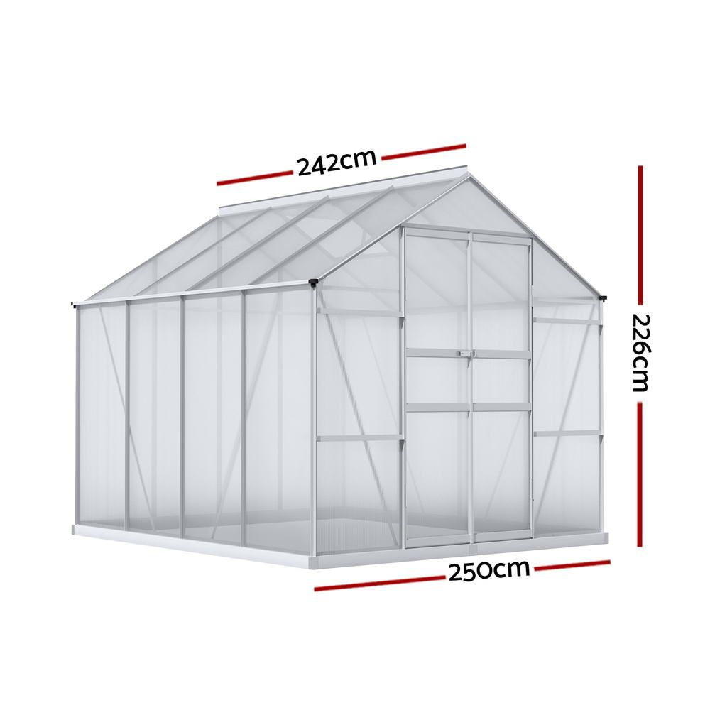Green Fingers Greenhouse 2.42x2.5x2.26M Aluminium Double Doors Green House Garden Shed โ image 2