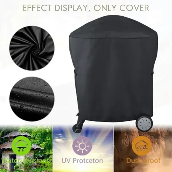 420D Waterproof Grill Cover Oxford Fabric for Weber Q1000 Q2000 Series Outdoor BBQ Protection Black 54 × 76 × 69 cm — image 2