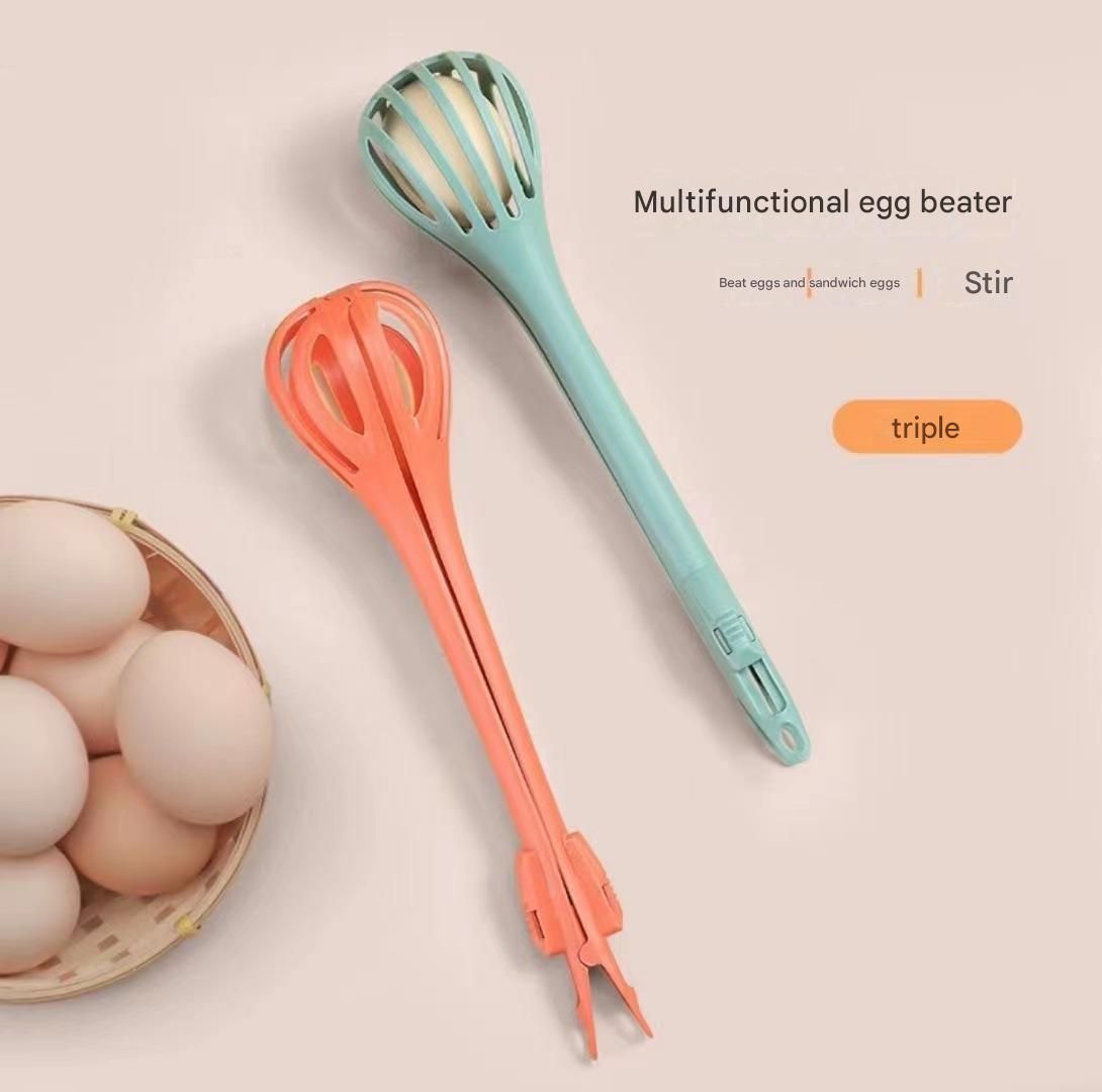 Red 2-Piece 3-in-1 Multi-Functional Egg Whisk & Food Tongs Set — image 4