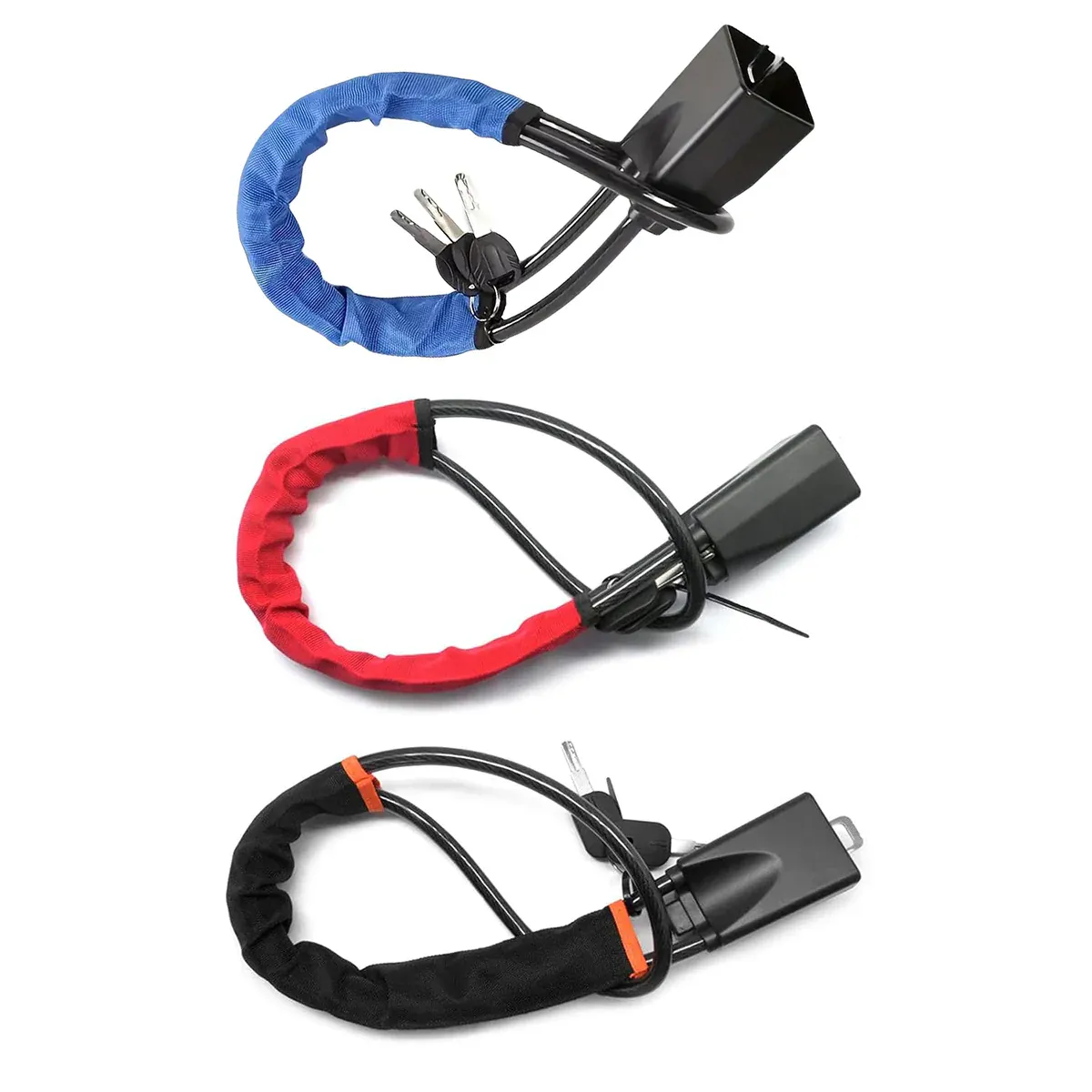 Universal Steering Wheel Lock with 3 Key Seat Car Belt Lock Anti-Theft Device - Blue โ image 3