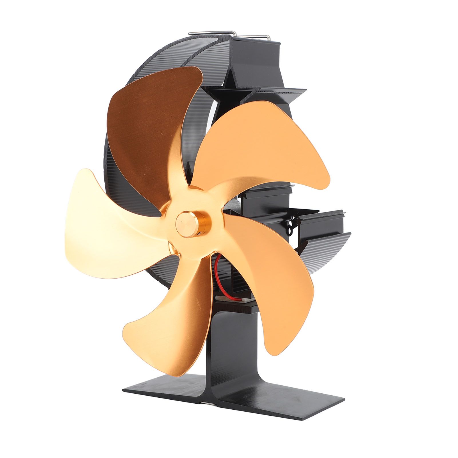 Wood Burner Fan 5 Blades Ultra Quiet Air Circulation Heating Energy Saving Heat Powered Fireplace Fan for Ice Fishing Camping Gold โ image 2
