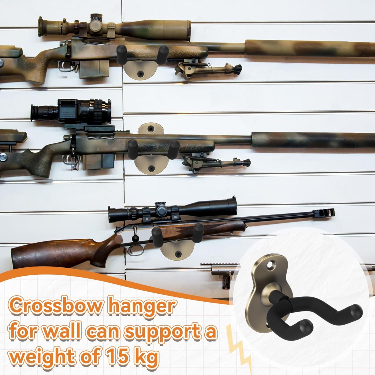 2 Pcs Crossbow Hanger for Wall Vertical Rack Wall Mount Metal Gun Holder Compound Bow Hanger Holder Displays Rack Shotgun Hooks Rifle Storage Securely Holds โ image 6