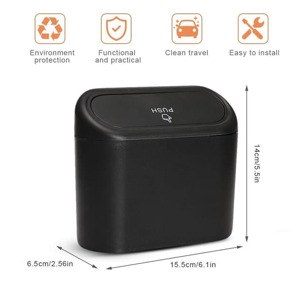 Car Trash Can, Waterproof Hanging Storage Box with Lid, 2-Pack Portable for Car /u0026 Office — image 3