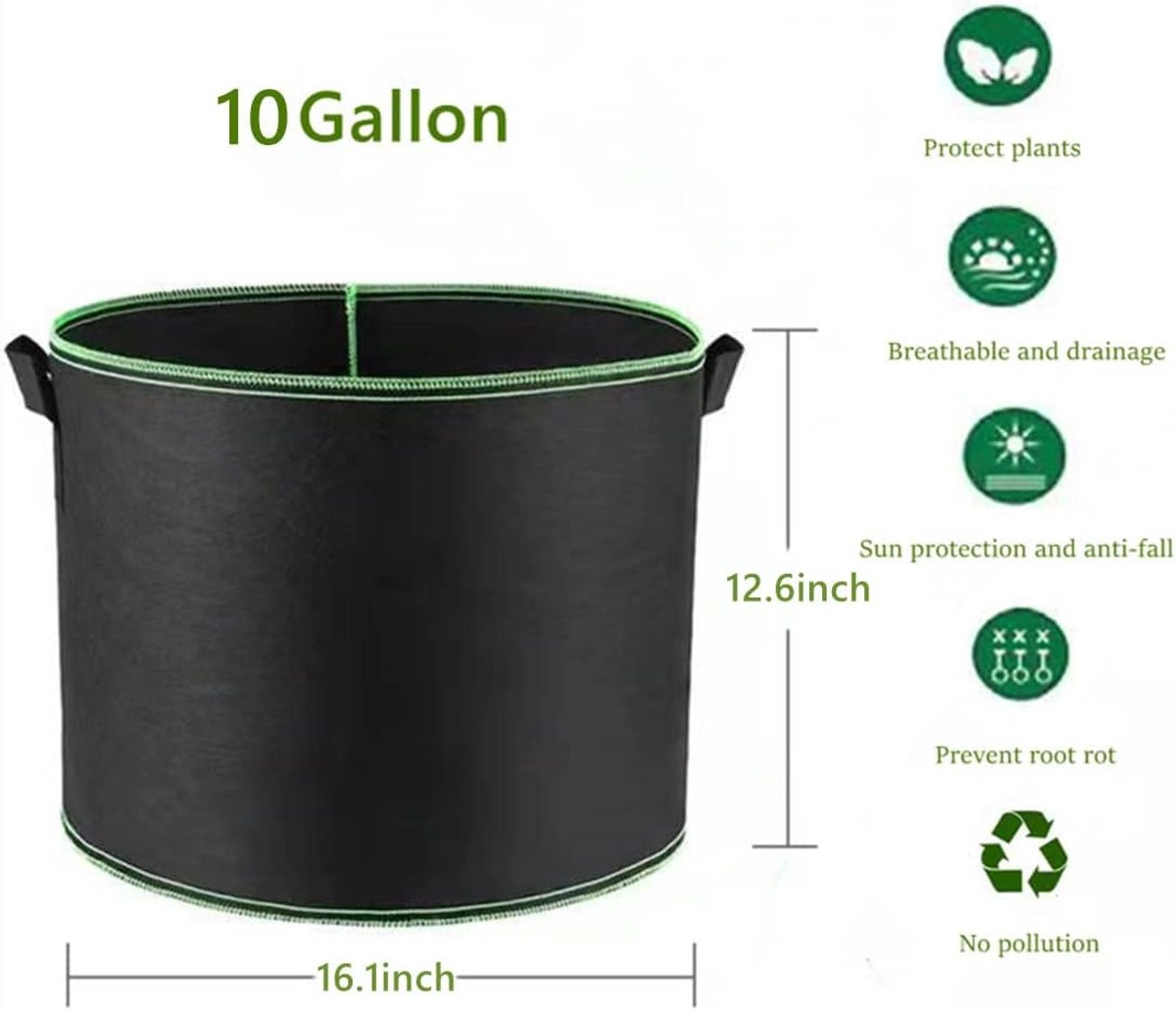5 pieces - Plant growing bag - Grow bag - 10 Gallon - Grow pot - Plant bag - Sustainable - Reusable - Plant basket - Flowers - 40x30 CM - Black - non-woven โ image 3