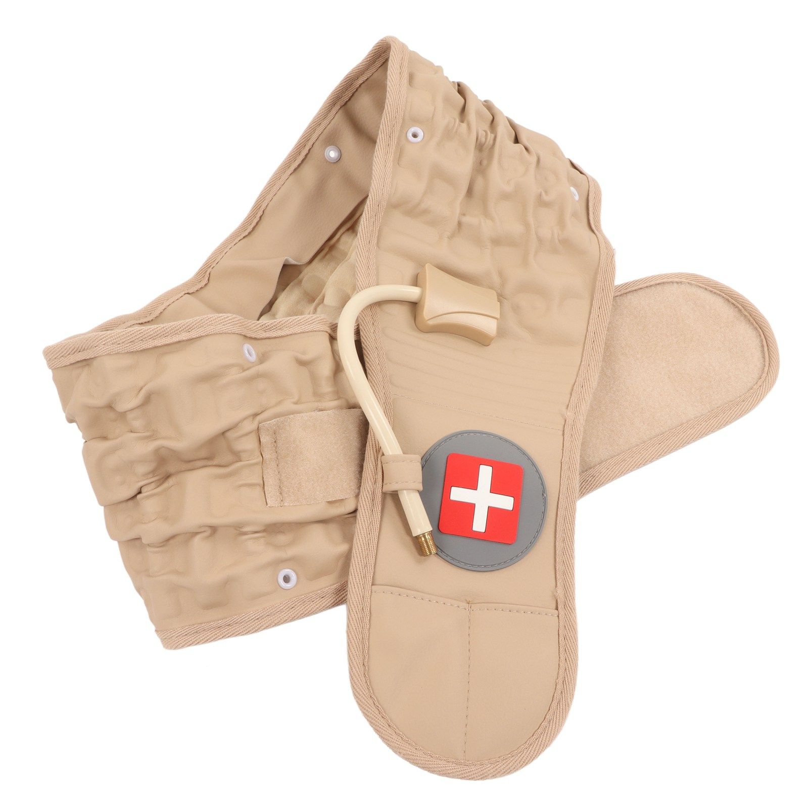 Back Decompression Belt Inflatable Relaxing Muscles Traction Function TPU Material Lower Back Support Device Khaki Silver Inflator L — image 3