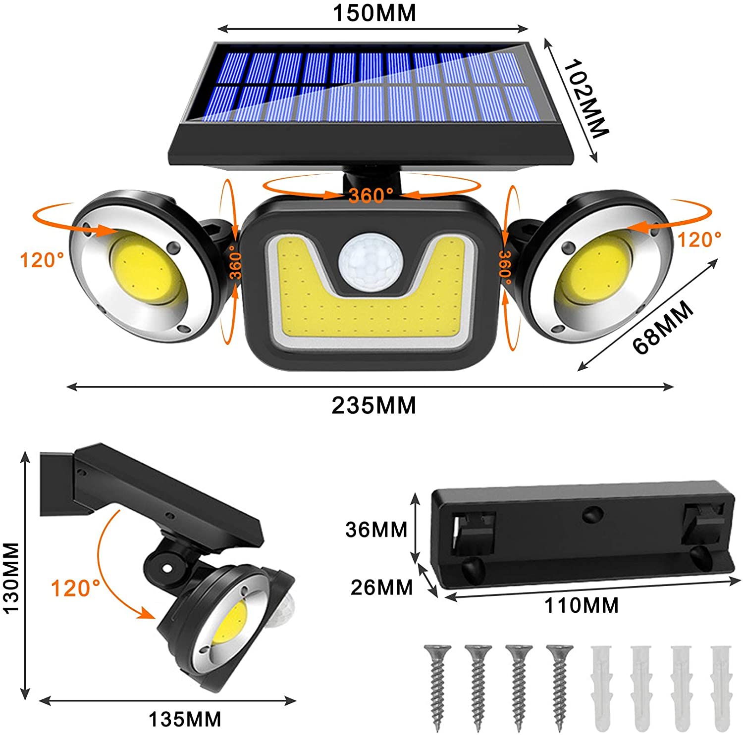 Outdoor Solar Lights with 3 Adjustable Head for Porch Garden Patio โ image 2