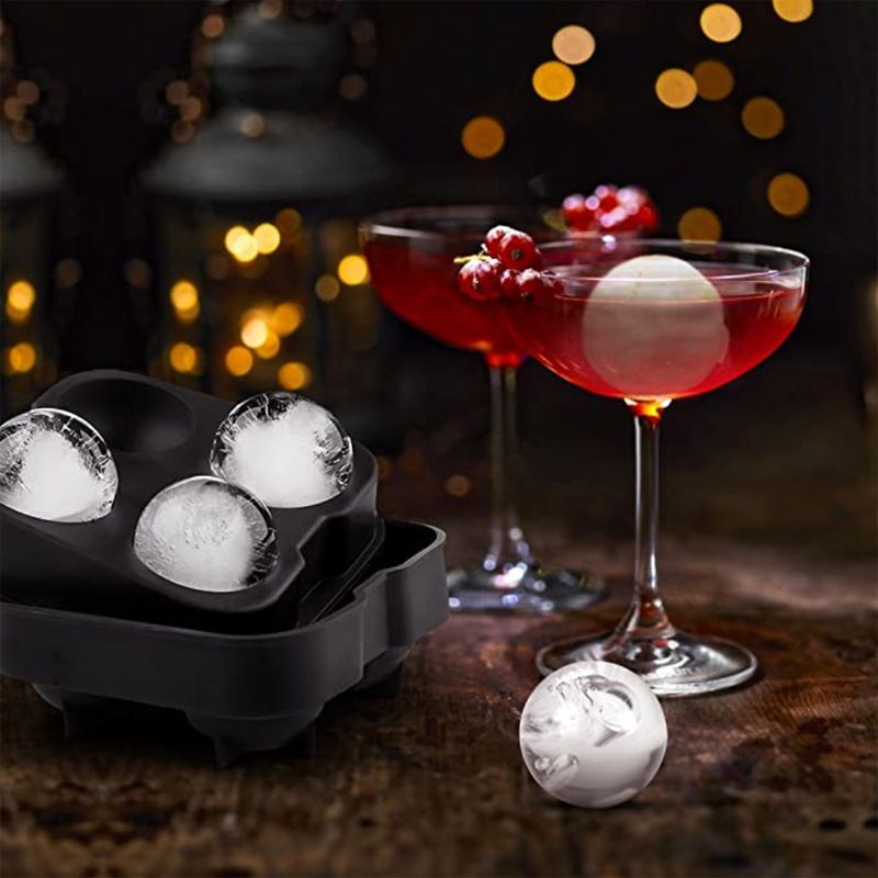 Silicone Ice Mold Ice Ball Maker for Freezer - Sphere Ice Cube Tray makes 4 Perfectly Round Ice Balls - Large Reusable Ice Cube Molds — image 4