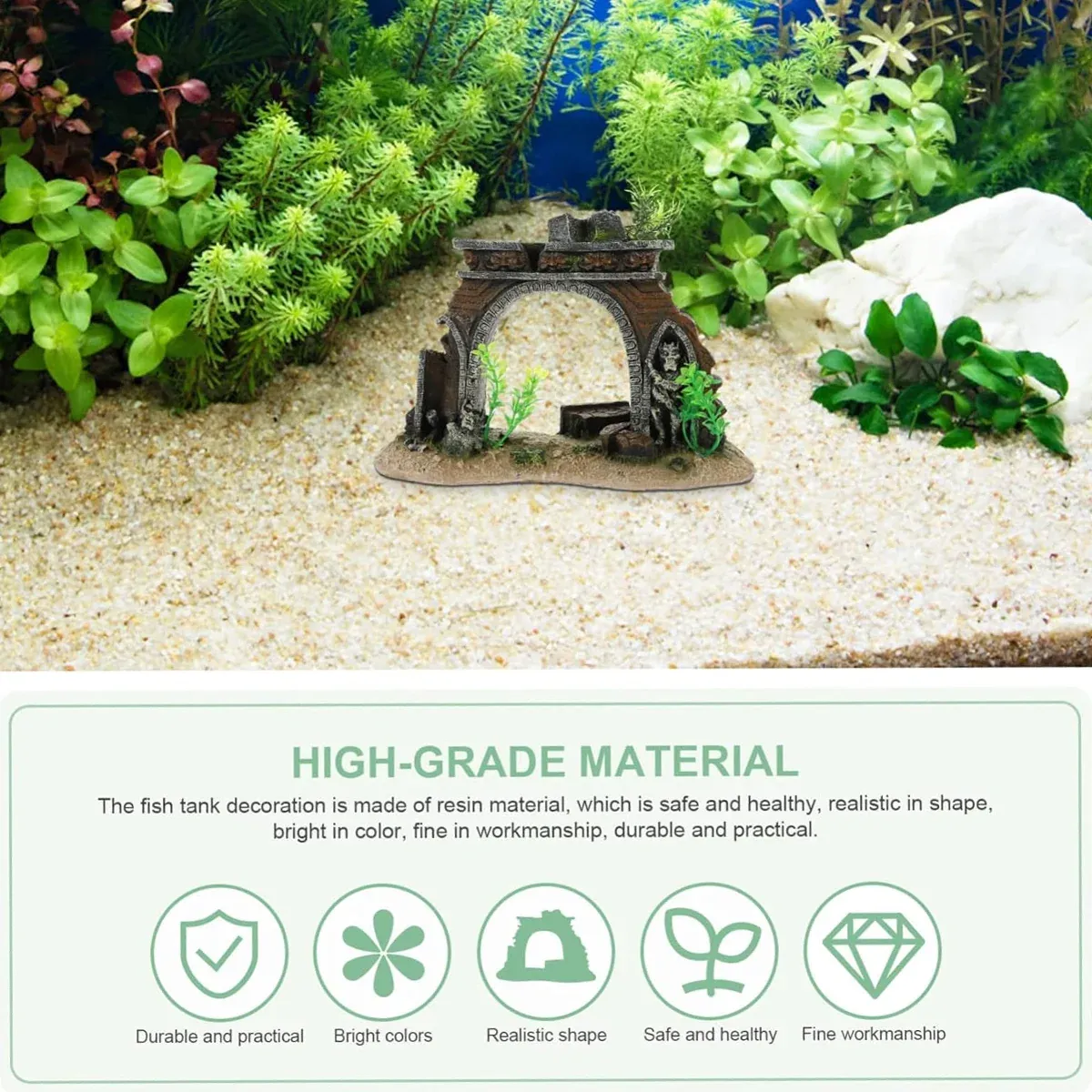 Fish Tank Landscape Archway Door Plate Decoration Fish Shrimp Shelter Aquarium — image 5