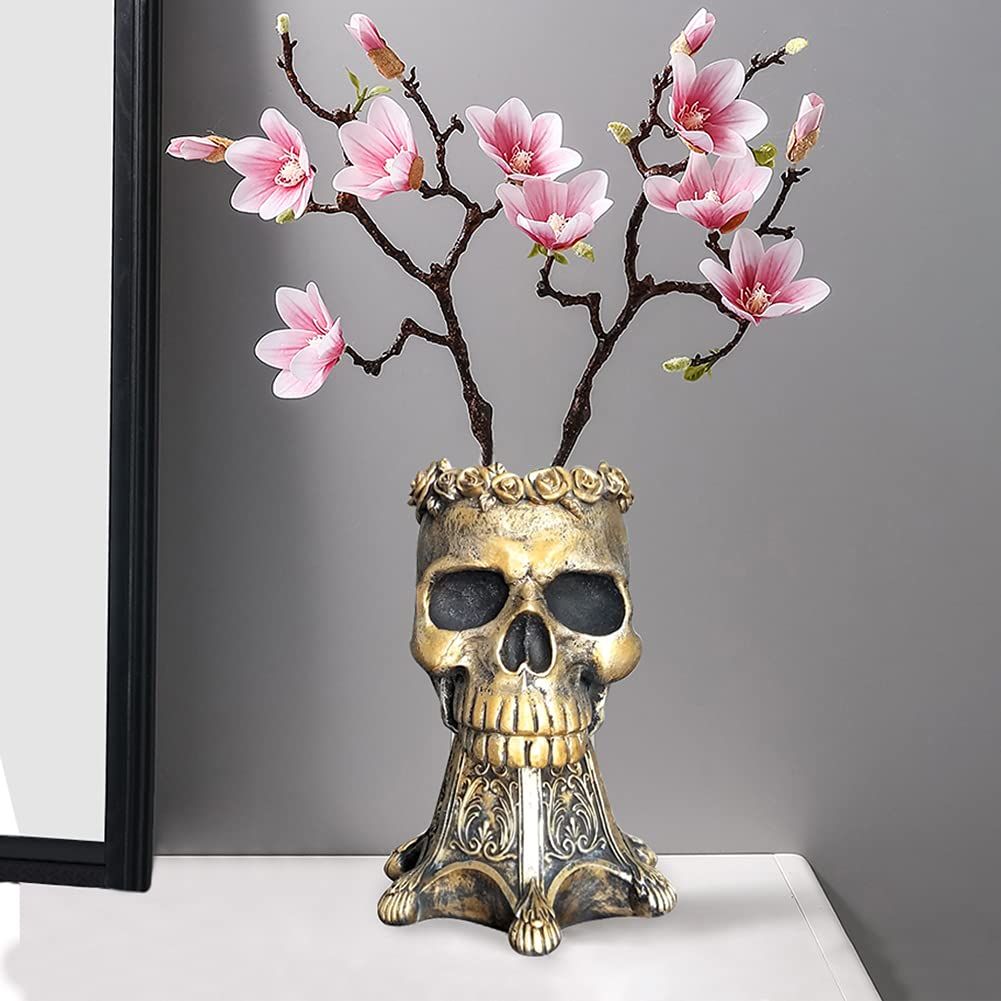 Indoor Outdoor Head Planters Skull Flower Pot Resin Succulent Planter Plants Container Pen Pencil Holder Home Garden Decor Skull — image 4