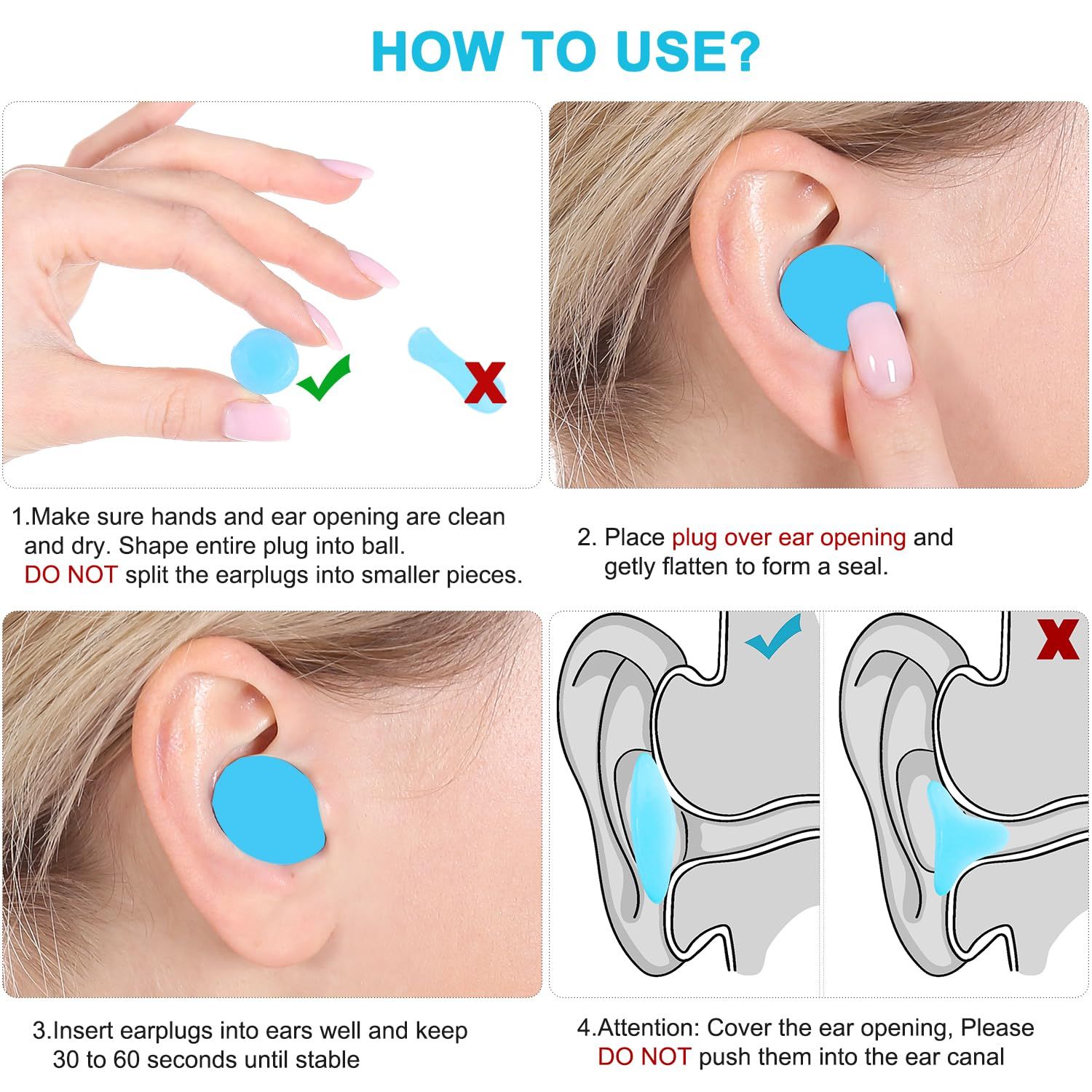 Reusable Silicone Ear Plugs, Waterproof Noise Cancelling EarPlugs for Sleeping, Mowing, Swimming, Airplanes, Concerts โ image 4