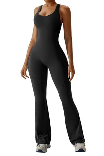 Women's Backless Flared Jumpsuit for Yoga, Gym, Parties & Daily Wear, S (Black) — image 6