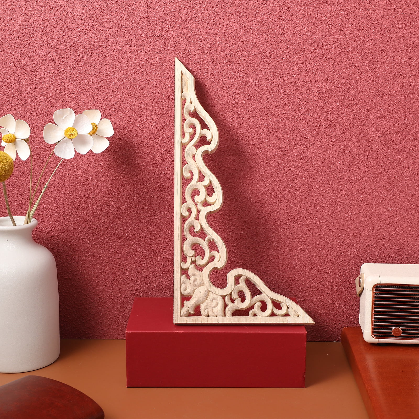 2 Pcs Long Furniture Carvings Wainscoting for Wall Wood Decorative Piece Office โ image 3
