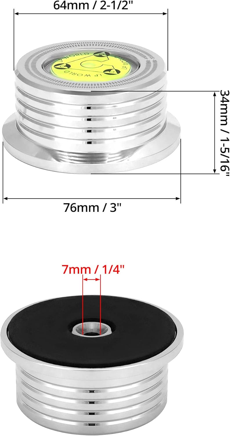 Record Weight Phono Disc Stabilizer, 60HZ Record Weight Stabilizer, with Bubble Leveling (60Hz, Silver) — image 6