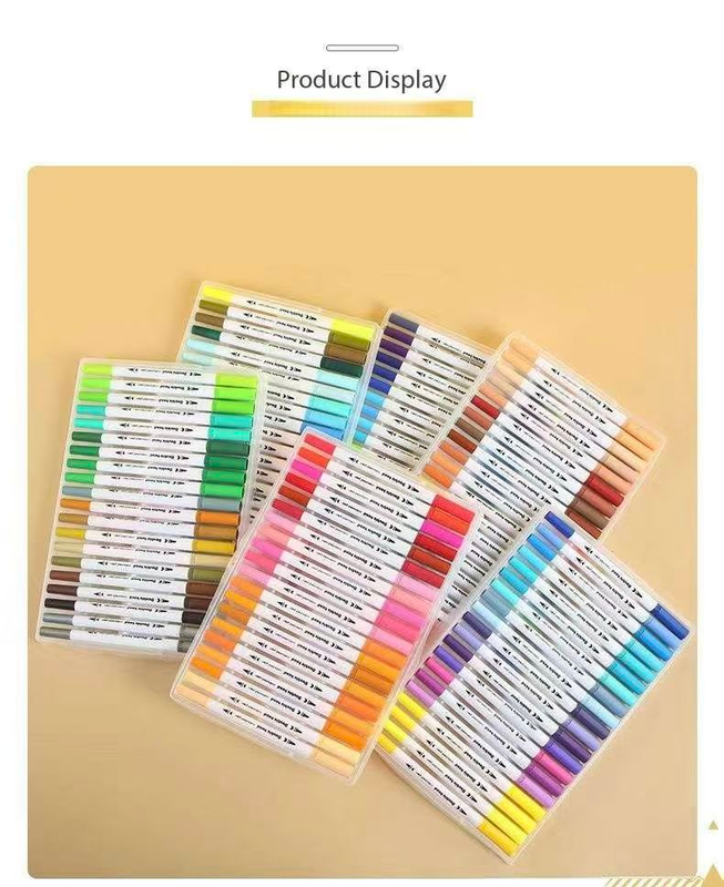 Black 60 COLOURS Dual-Tip Watercolor Marker Set - Colors Washable Art Pens with Brush & Fine Tips for Students & Artists โ image 4