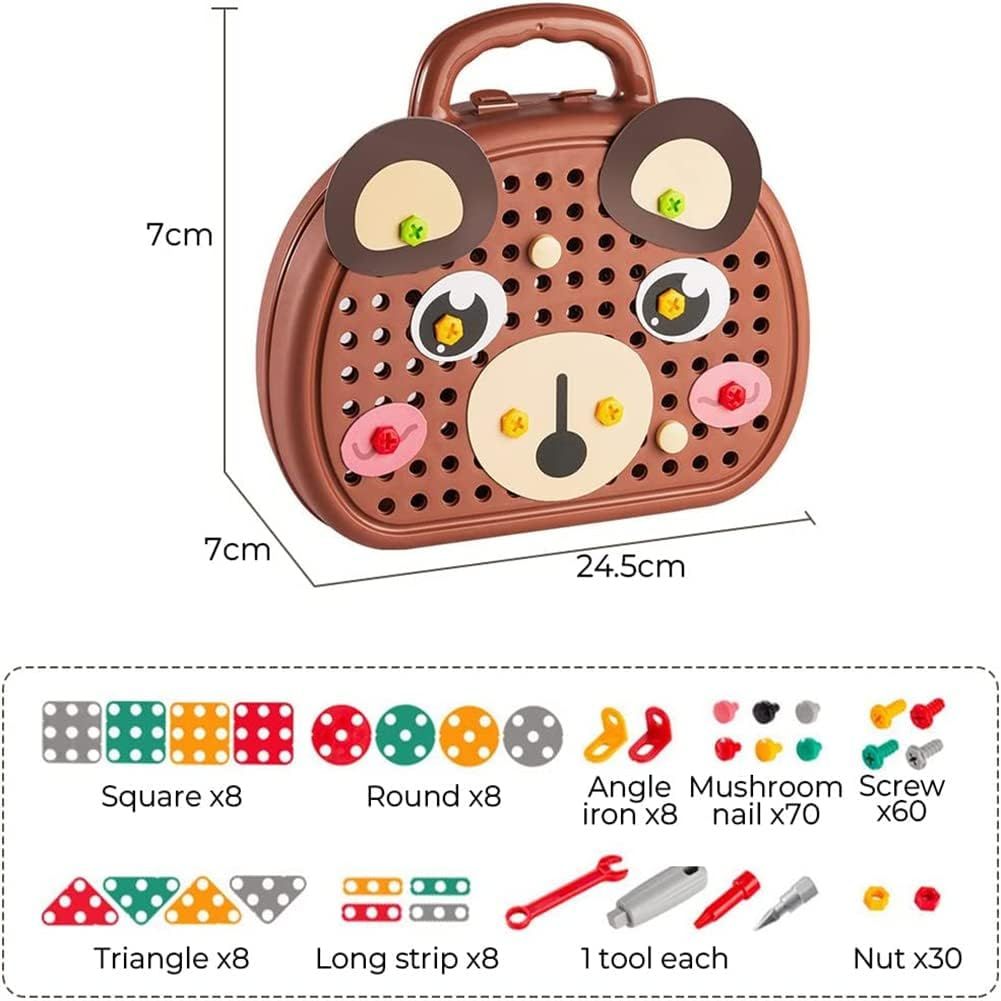 Creative Tool Box - Creative Mosaic Toy with Electric Drill Screw Tool Set, 3D Creativity Kit Toy for Kids Ages 3-12 Years Old — image 4