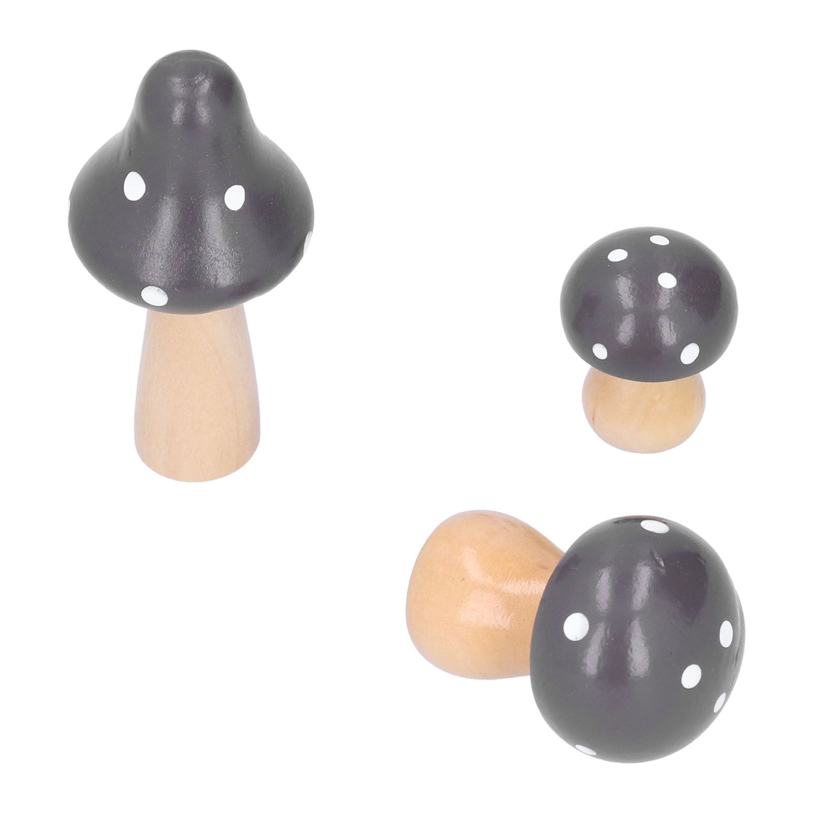 3Pcs/Set Mushroom Crafts Innovative Cute Wooden Ornaments Home Office Desktop DecorationBrown — image 4