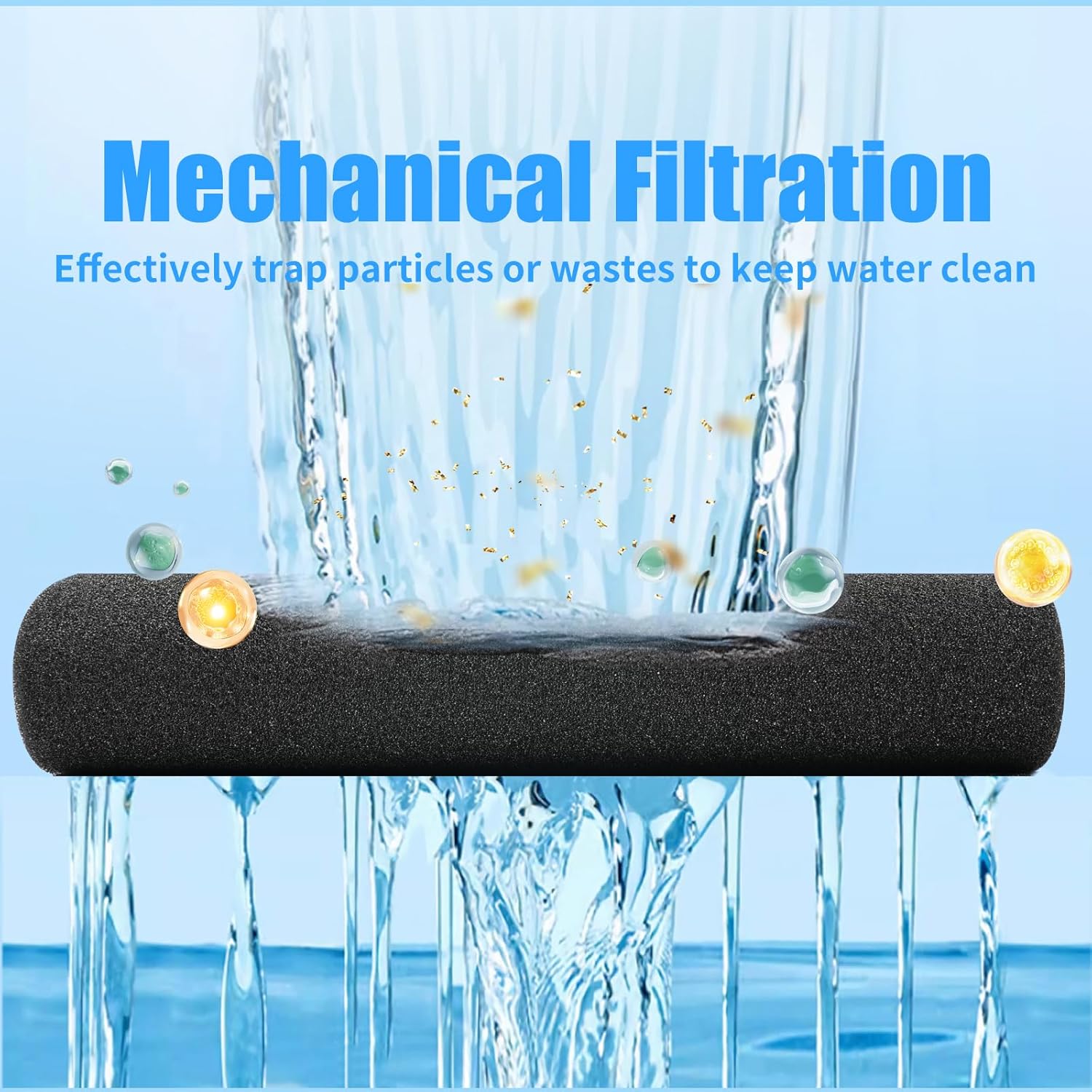 2 Pack Aquarium Bio Sponge Filter Media Pad Cut-to-Size Open Cell Foam Sheet for Fish Tank Sump (9" x 9" x 0.5") Black — image 3