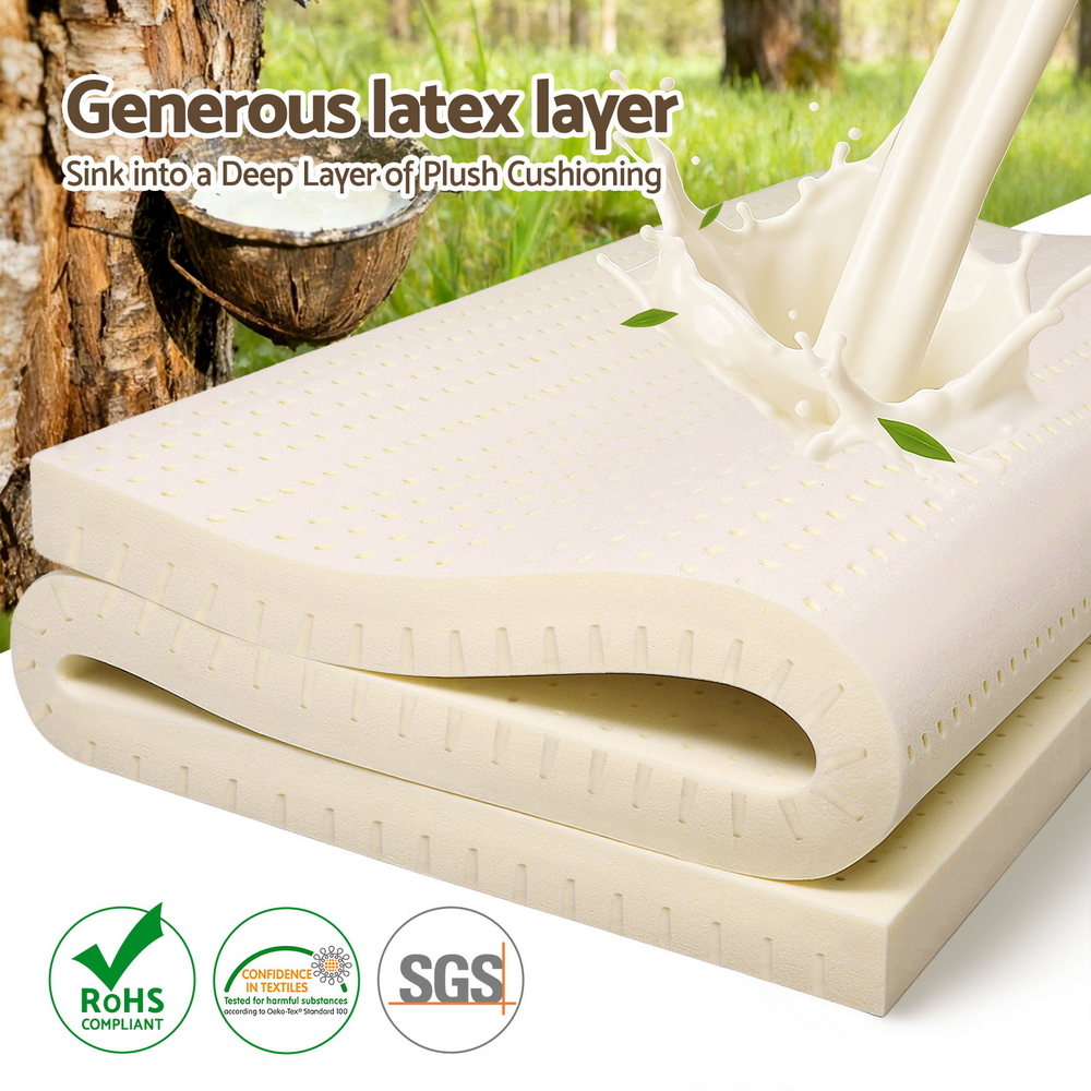 Giselle Bedding Latex Mattress Topper, 7.5cm Thick 7-Zone Pressure Relief Bed Pad with Washable Cover, Cooling Breathable Mat for Side Sleepers & Back Pain โ image 3