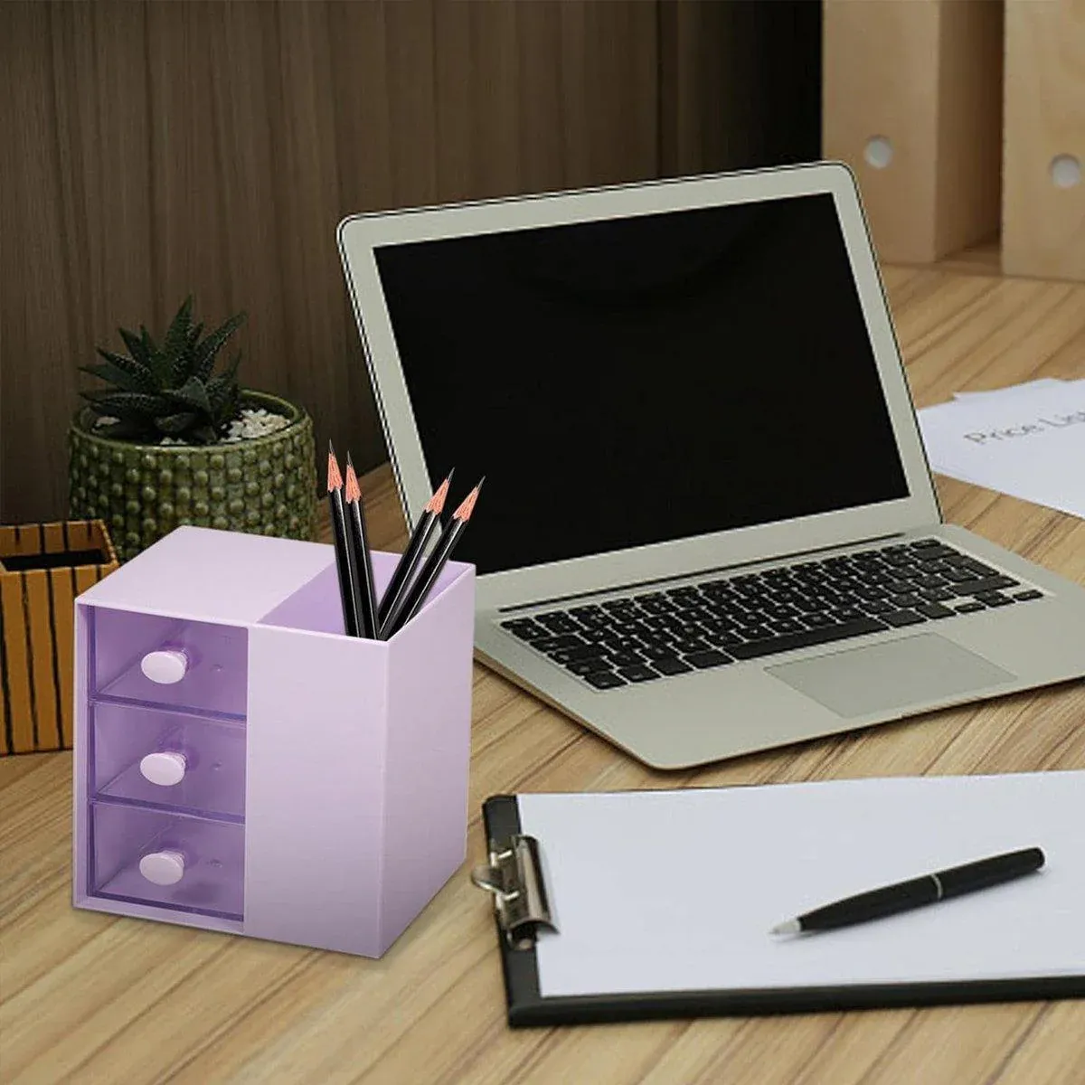 2IN1 Pumping Pen Container Storage Box Cosmetic Drawer Office Organizer Box โ image 5