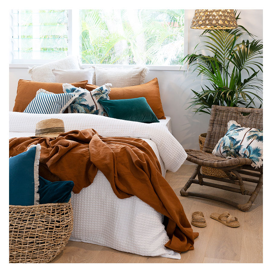 Cushion Cover-Coastal Fringe Natural-Palm Trees Natural-35cm x 50cm — image 2