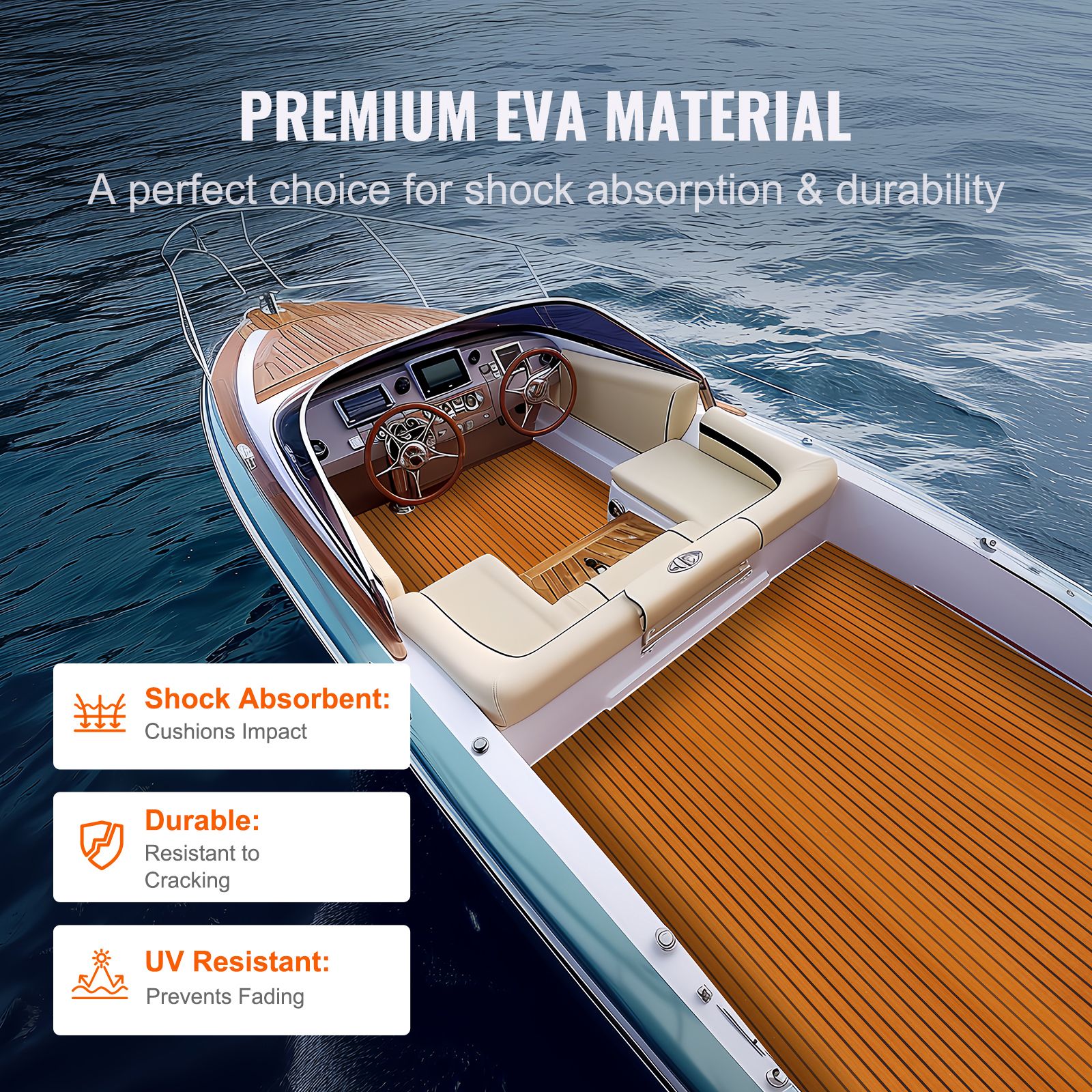 Boat Flooring, EVA Foam Boat Decking 94.5" x 46", Non-Slip Self-Adhesive Flooring, 29.9 sq.ft Marine Carpet for Boats, Yacht, Pontoon, Kayak Decking — image 4