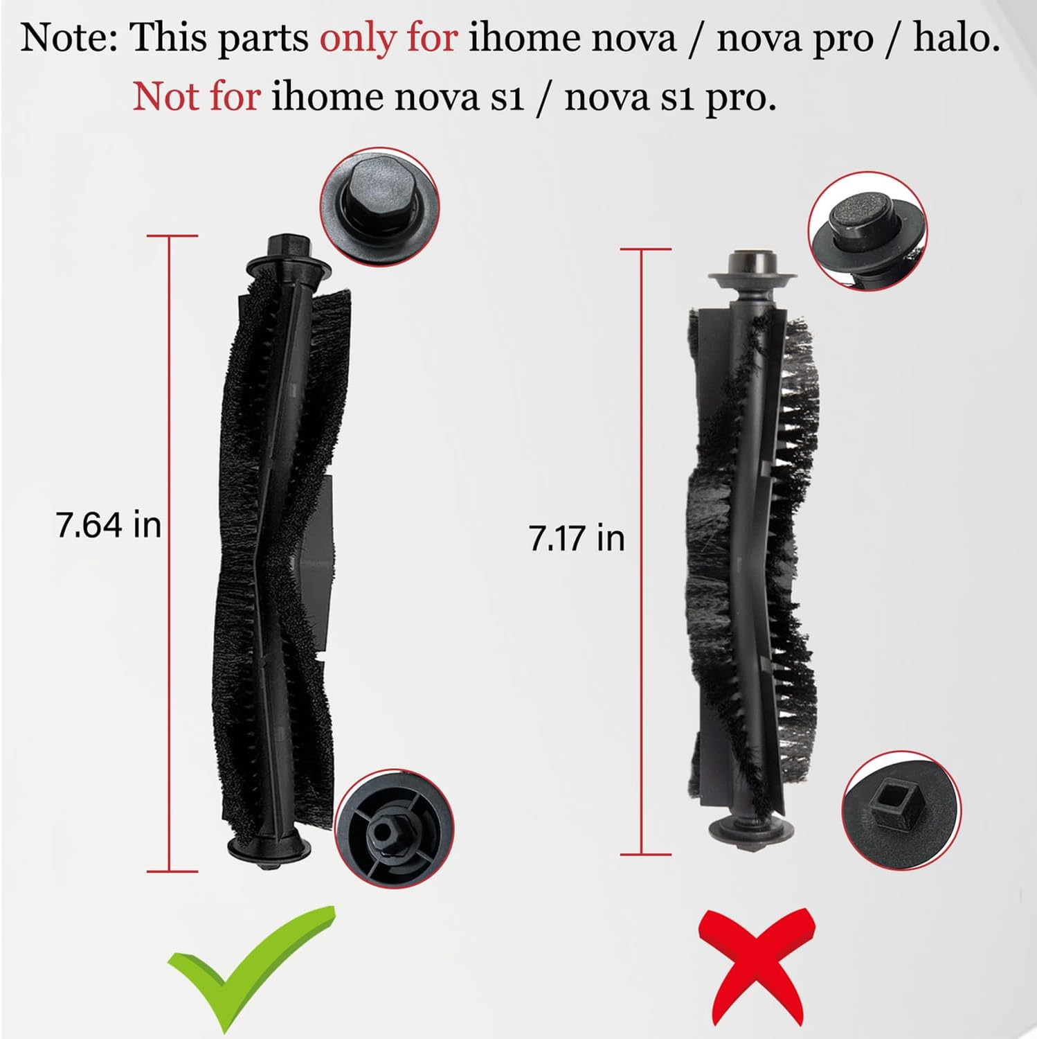 11Pcs iHRV6-BLK Replacement Parts for iHome AutoVac Nova Self Empty Robot Vacuum Cleaner Spare Accessories, 1 Main Roller Brush,4 Side Brushes, 2 Hepa Filters — image 3