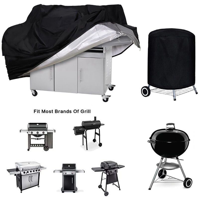 Barbecue Cover 210D Waterproof Oxford Gas Grill Cover Compatible with Weber Holland Jennair, Black, 145 × 61 × 117cm — image 3
