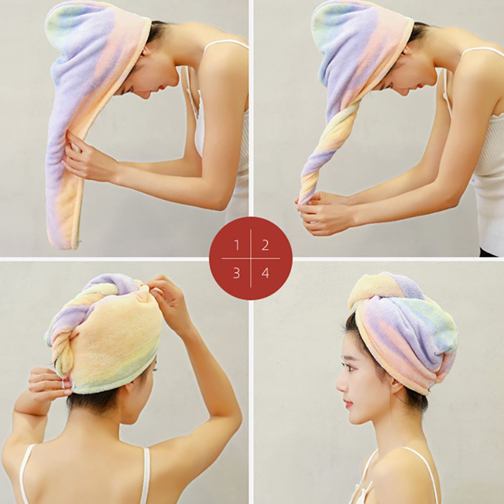 Soft Hair Towel Wrap Drying Bath Shower Hair Turban with Buttons Super Absorbent Quick Dry Hair Towel for Curly Long Thick Hair — image 4