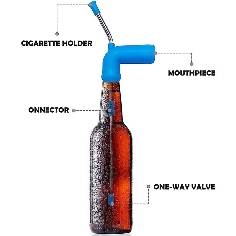 Beer Snorkel Funnel Dispenser Beer Chugger Stainless Steel Straight Tube Drinking Chug Can and Bottle Straw (with Straw Brush) — image 4