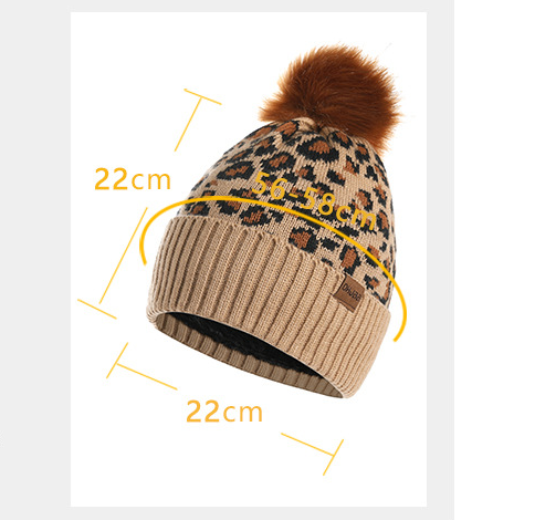 Beige Women's Leopard Print Winter Warm Knit Set - 3 Piece Fleece Lined Hat, Scarf & Gloves โ image 3