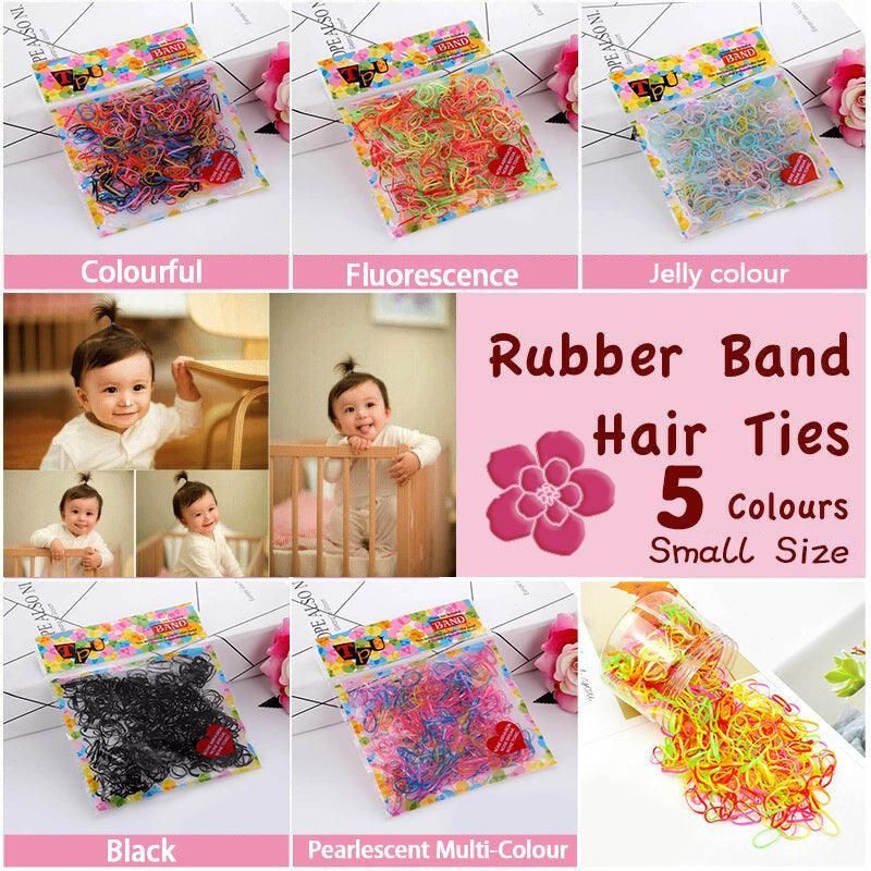400pcs Small Elastic Rubber Band Hair Ties Multi Colour Black Ponytail Holders - Pearlescent Multi-Colour โ image 2