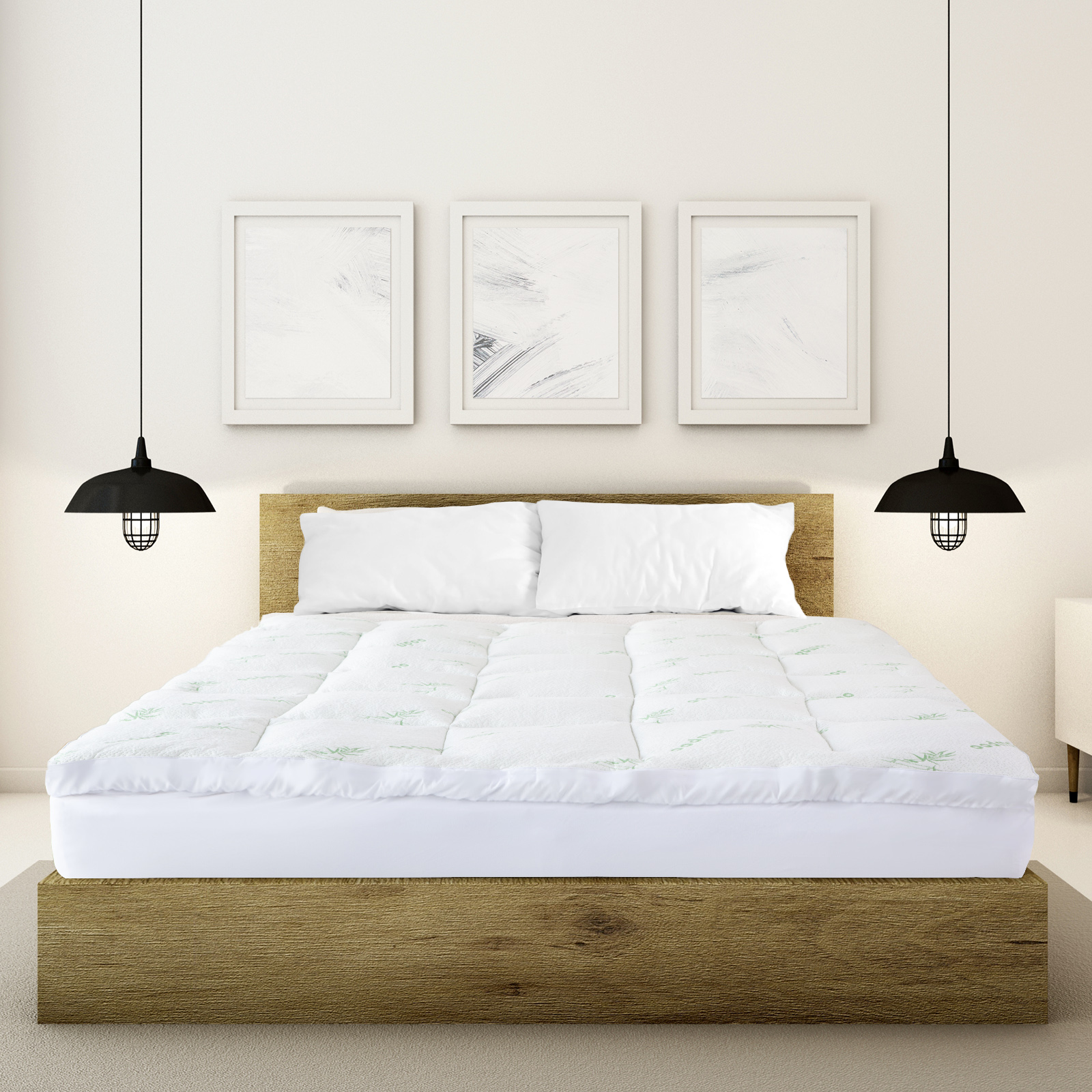 Royal Comfort 1000GSM Luxury Bamboo Covered Mattress Topper Ball Fibre Gusset - Single - White โ image 5