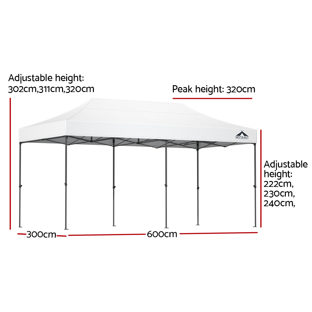 Instahut Gazebo Pop Up Marquee 3x6 Folding Tent Wedding 500D Oxford Fabric White โ image 2