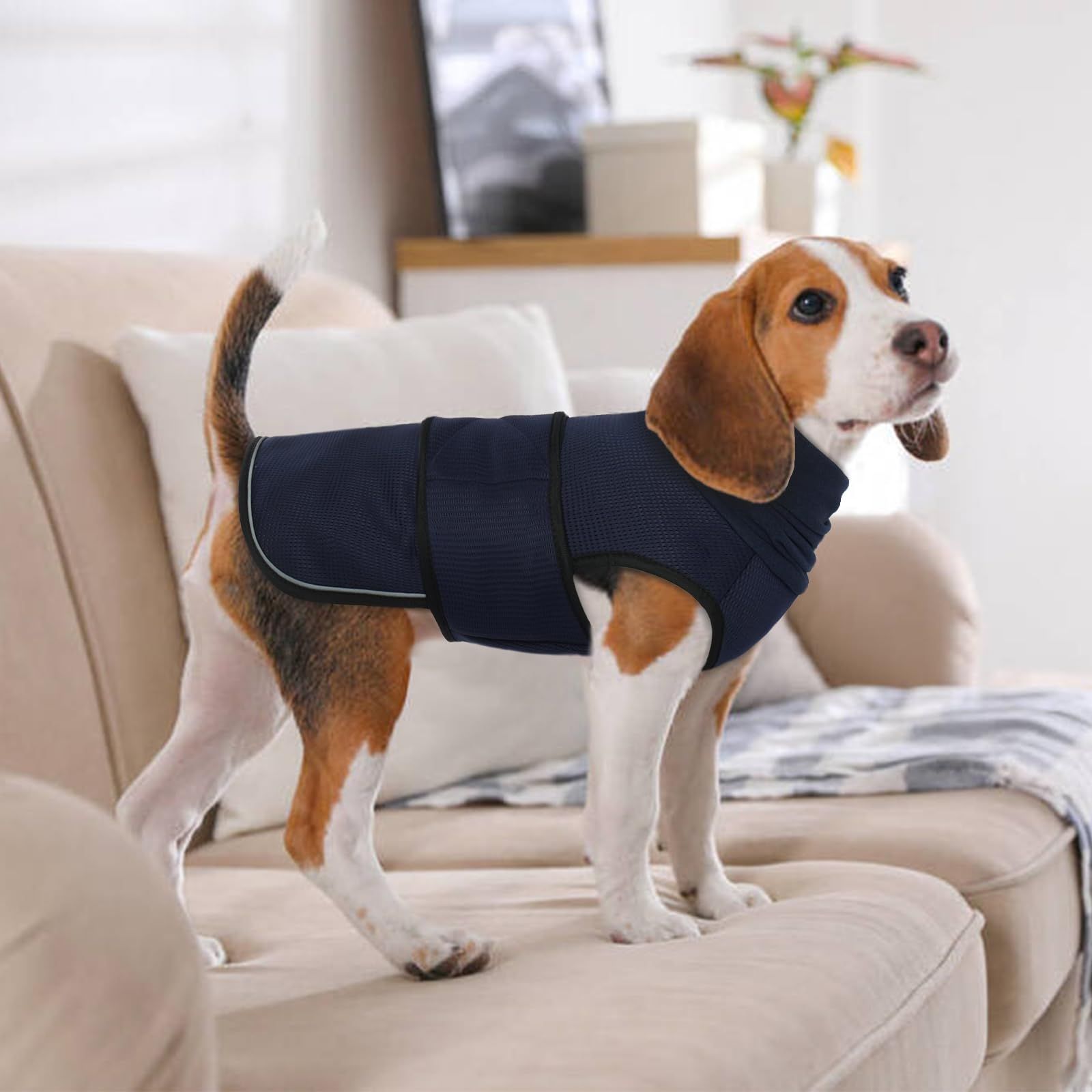 Dog Anxiety Vest and Coat, Skin-Friendly Anxiety Calming Hoodie with Ear Wrap, Dog Jacket for Thunder, Fireworks, Travel, Vet Visits and Separation - navy blue โ image 3