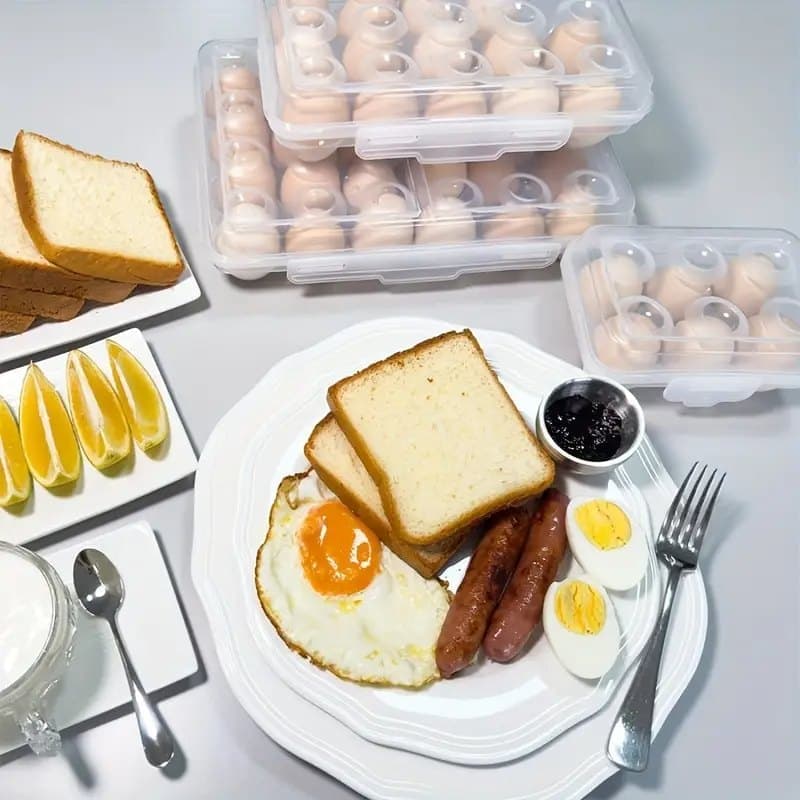 6-Compartment Egg Storage, White Portable Transparent PP Egg Holder for Refrigerator Picnics Hiking, 6 eggs — image 2