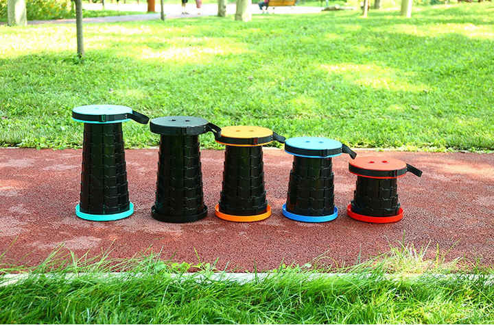 Orange Portable Outdoor Telescopic Folding Stool with 100 Weight-Bearing Buckles, Lightweight and Compact Design, Perfect for Fishing, Camping, and Travel — image 6