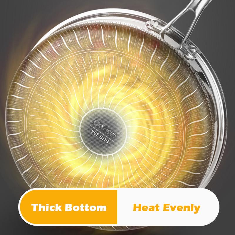 Stainless Steel Frying Pan Non-Stick Cooking Frypan Cookware 28cm Honeycomb Double Sided — image 5